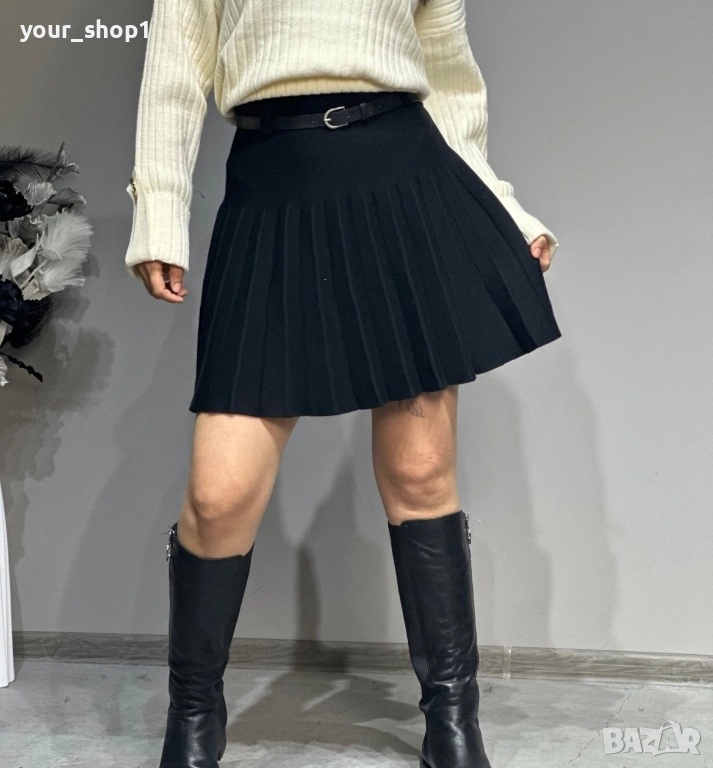 Къса пола плисе финно машинно плетиво , снимка 1