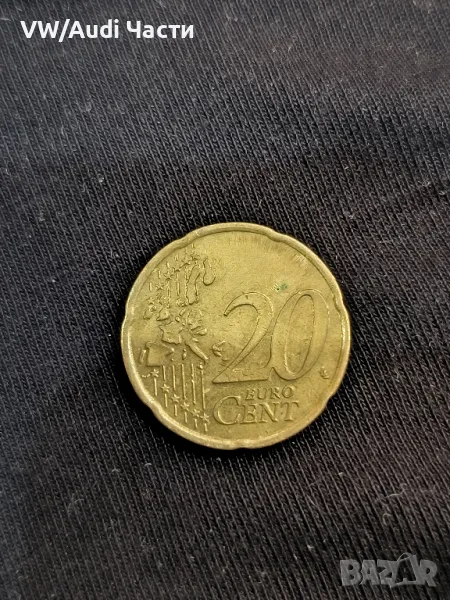 Монета 20 евро цента Белгия 2000г. минт 20 Euro Cent Belgium Albert II, снимка 1