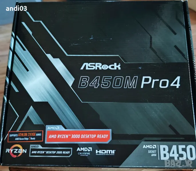 Дънна платка ASRock B450M Pro4 AM4, снимка 1