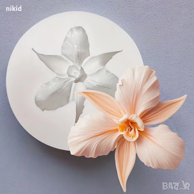 Орхидея Катлея цвете силиконов молд форма фондан шоколад гипс декор украса, снимка 1