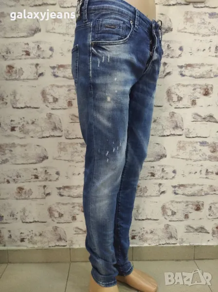 Intelligence- дънки слим, надрани, избелени, по- къси, с еластан, снимка 1