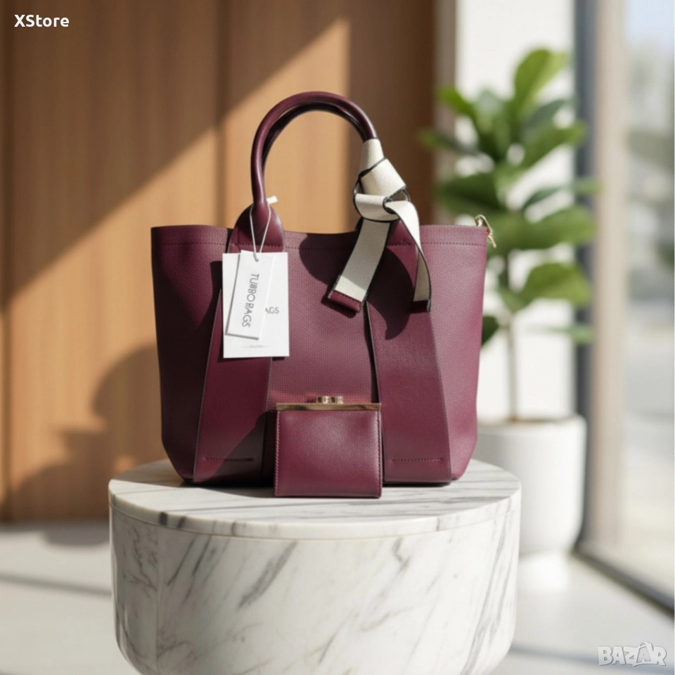 Елегантна бордо чанта 2 в 1 – стил и удобство за всяка жена, снимка 1