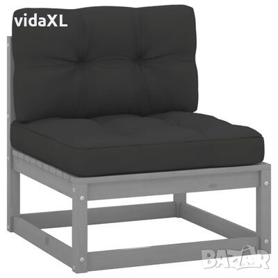 vidaXL Градински среден диван с възглавници антрацит, борово дърво(SKU:805722, снимка 1