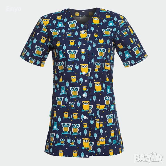 Дамска туника - цветна с принт "Бухалчета", снимка 1