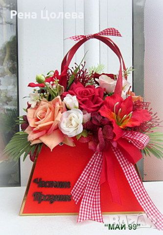 Чантичка с цветя в червено, снимка 1