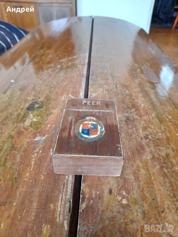 Стара дървена табакера,кутия за цигари Peer, снимка 1
