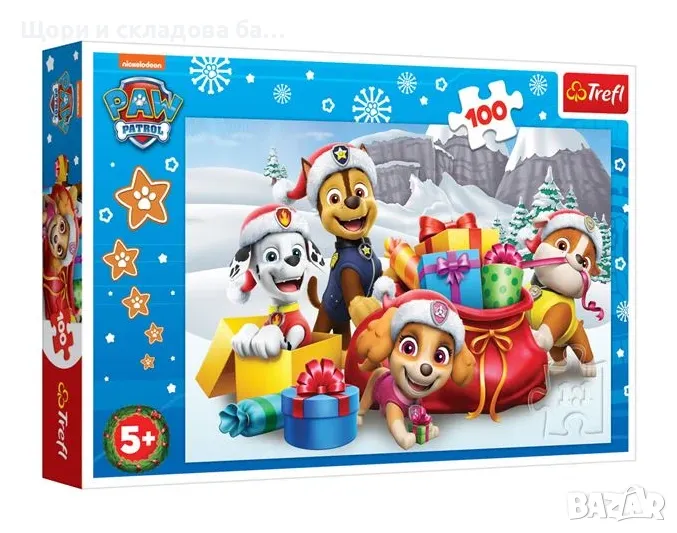 Коледен пъзел Paw Patrol. 100 части, 41х27,5 см, снимка 1