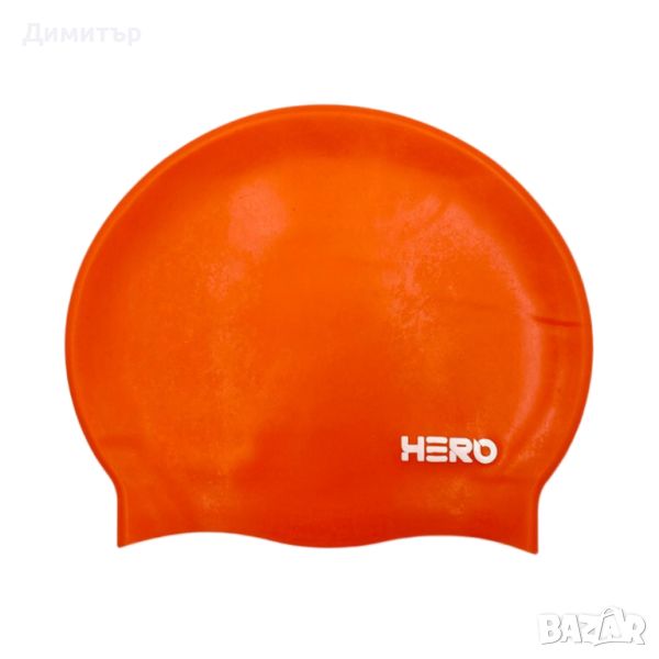 HERO Оранжева силиконова шапка за плуване, снимка 1