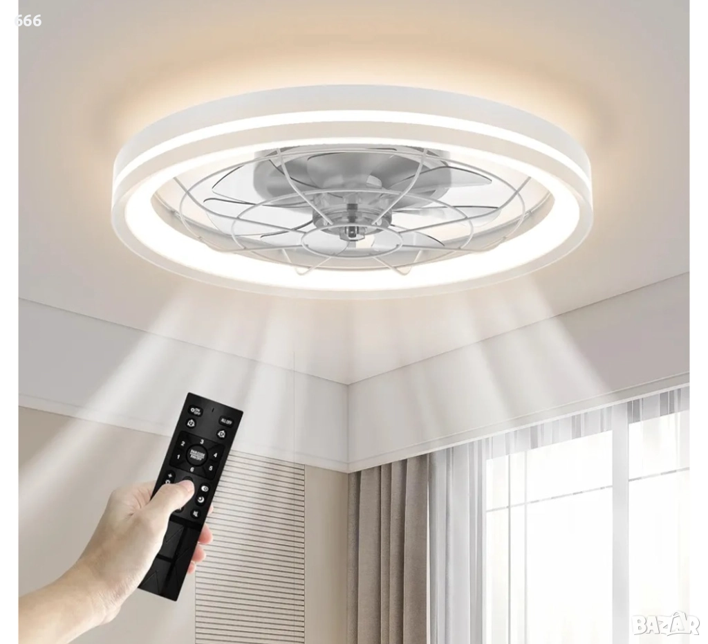 Вентилатор за таван с осветление и дистанционно управление., снимка 1
