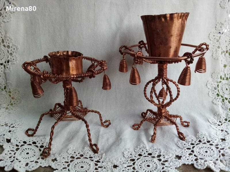 Винтидж свещници от мед, снимка 1