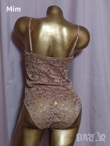 ZARA L Дантелено боди в цвят пепел от рози, снимка 2 - Корсети, бюстиета, топове - 53503184