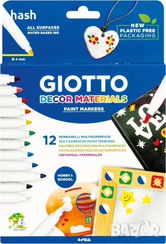 Многоповърхностни маркери Giotto Decor Materials в комплект. от 12 бр, снимка 4 - Други инструменти - 46820363