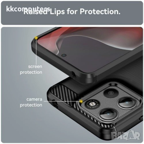 Motorola Moto G05 4G / E15 4G Удароустойчив Carbon Fiber Калъф и Протектор, снимка 8 - Калъфи, кейсове - 52674239