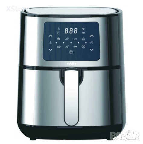 Фритюрник AirFryer Voltz, 1400W, 5.5 литра, Горещ въздух, Таймер, до 200°C, Сив, 2 ГОДИНИ ГАРАНЦИЯ, снимка 4 - Фритюрници - 52436733