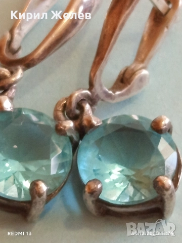 Класически сребърни обеци с Английско закопчаване и син ТОПАЗ 45690, снимка 6 - Обеци - 52934670