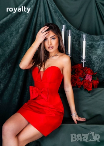 Къса Червена Дамска Рокля , снимка 7 - Рокли - 52884813