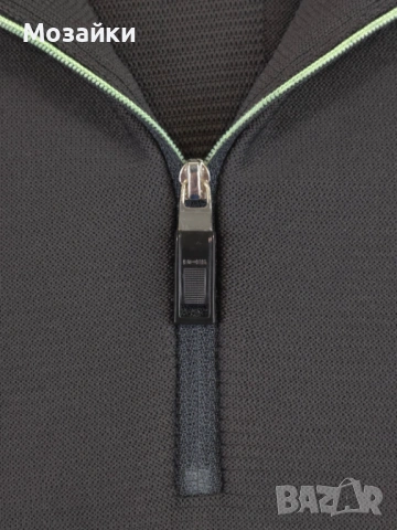 Мъжки пуловер BOSS Zidor Quarter-Zip Черен Слим | MSRP €199 | Размер L, снимка 8 - Спортни дрехи, екипи - 53595758