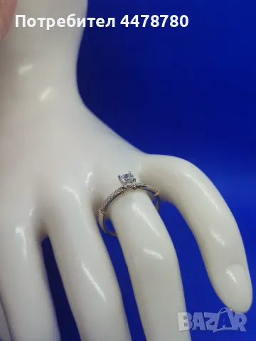 Годежен Пръстен от бяло и жълто злато с Диаманти, снимка 4 - Пръстени - 50404056
