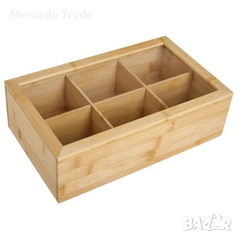 Бамбукова кутия за чай Mercado Trade, С капак, Кафяв