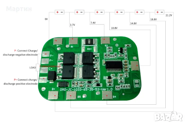 BMS БМС 7S 29,4V 15A за 18650 литиево-йонна батерия с охладител, снимка 10 - Друга електроника - 36818723