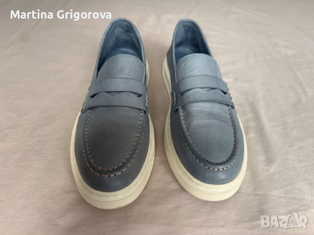 Сини еспадрили/мокасини естествена кожа 