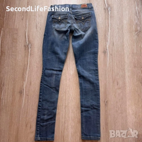 Дамски дънки Levis 524 Too Superlow, W26 L30, сини, тесни, размер 0, снимка 8 - Дънки - 53106619