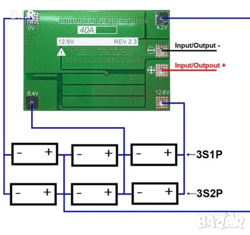 Кутия за литиеви батерии +bms 3s 40A, снимка 3 - Друга електроника - 48260437