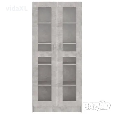 vidaXL Шкаф витрина, бетонно сив, 82,5x30,5x185,5 см, ПДЧ(SKU:802772), снимка 4 - Шкафове - 48778284