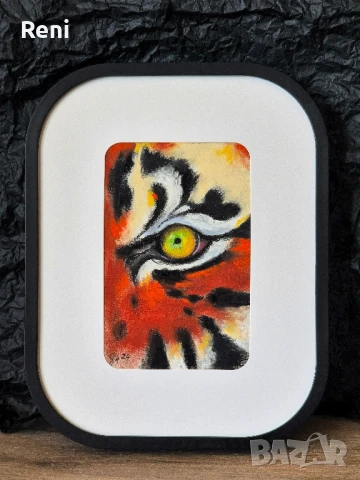 Тигрово око, картина оригинал, снимка 2 - Картини - 45654360