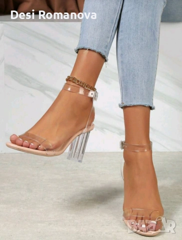 Дамски токчета с прозрачни каишки – номер 41 – нови