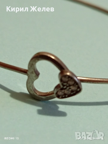 СРЕБЪРНА ГРИВНА СТИЛ Tiffany СЪРЦА с ИНКРУСТИРАНИ КРИСТАЛИ 51109, снимка 2 - Гривни - 52857794