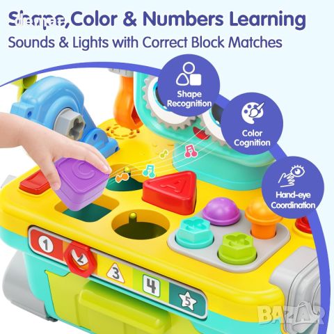 Sunnypal интерактивна образователна играчка за малки деца 1+ г., работна маса с инструменти, снимка 4 - Образователни игри - 45342581