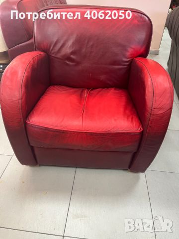 Естествена кожа, кресло (фотьойл) и диван в стил Арт Деко, снимка 8 - Дивани и мека мебел - 45283248