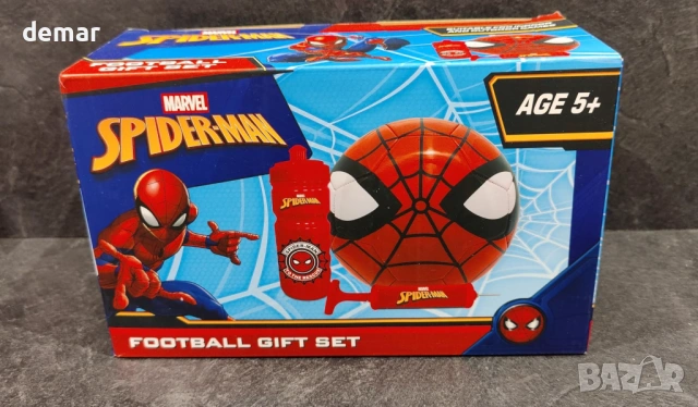 Официално лицензиран комплект за подарък с тема „Спайдърмен“ - топка размер 3, помпа и бутилка, снимка 9 - Образователни игри - 53793855