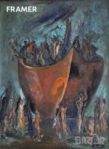 Енчо Пиронков - Червената лодка, снимка 2 - Картини - 50875931