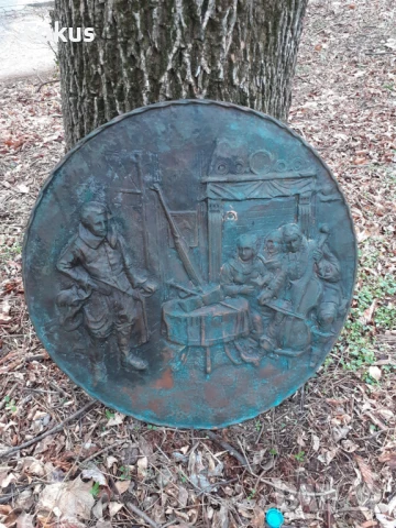 Огромно старо медно пано за стена - картина, снимка 2 - Антикварни и старинни предмети - 50989553