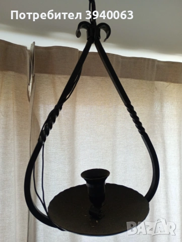 Стар полилей от ковано желязо единичен , снимка 8 - Лампи за таван - 43952225