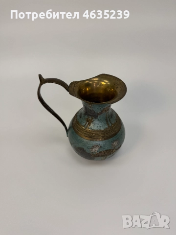 Ваза, кана от месинг, ръчно декорирана , снимка 3 - Антикварни и старинни предмети - 52935587