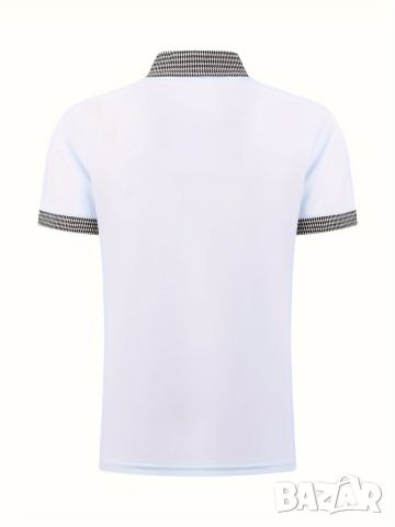 Мъжка ежедневна карирана риза с ревер,4 копчета,винтидж стил и къс ръкав, снимка 10 - Тениски - 46102745