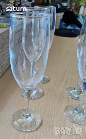 чаши за шампанско стъко 5 броя, снимка 2 - Чаши - 50948348