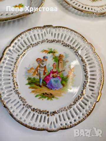 Сервиз за торта от немски  порцелан Schwarzenhammer, снимка 8 - Чинии - 52595970