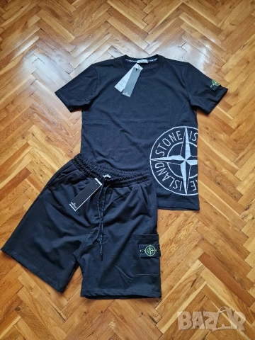 Страхотен мъжки екип къси панталони и тениска STONE ISLAND размер S M L XL 2XL 