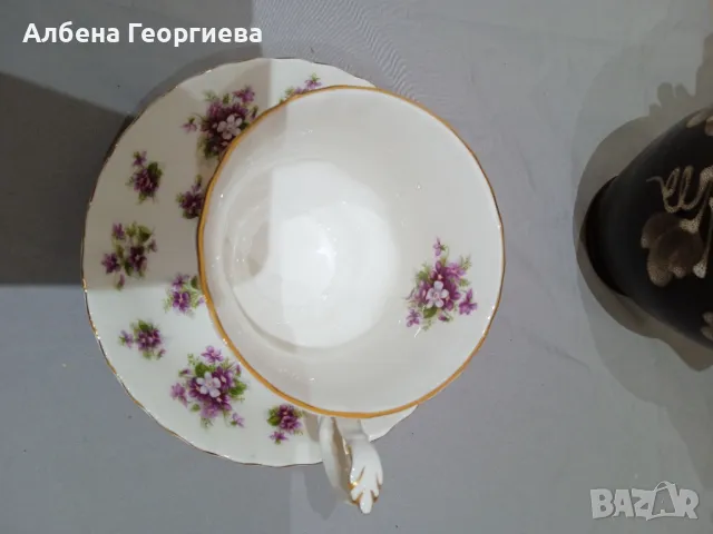 Двоен сет за чай -Royal Albert Sweet Violets Vintage, снимка 11 - Чаши - 47248030