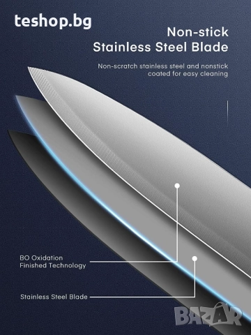 Комплект ножове D.Perlla с блок, 15 части, острие от неръждаема стомана с незалепващо черно покритие, снимка 4 - Прибори за хранене, готвене и сервиране - 52396525