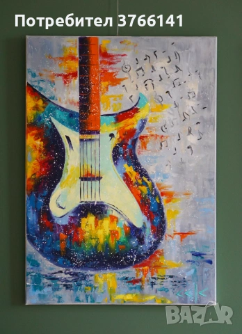 "Цветен звук" Картина 70х50см, Маслена живопис с шпакла, снимка 2 - Картини - 53563323