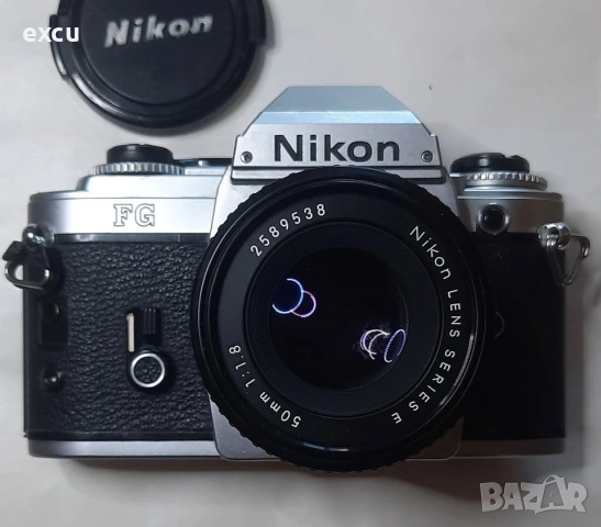 Фотоапарат Nikon FG с обектив Nikon Series E 50 F1.8