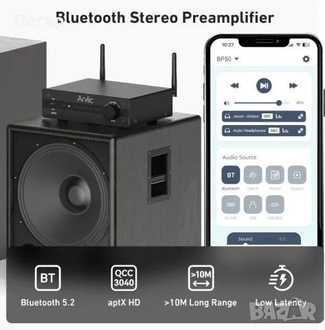 Arylic BP50 предусилвател, Bluetooth,DAC, снимка 4 - Ресийвъри, усилватели, смесителни пултове - 49483869