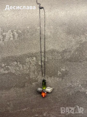 Черно колие с цветни камъни, снимка 2 - Колиета, медальони, синджири - 49829855