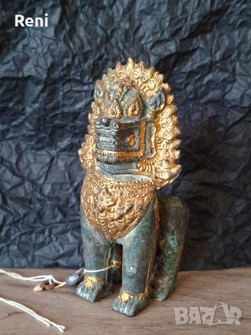 Старинен тайландски лъв, бронзова фигура