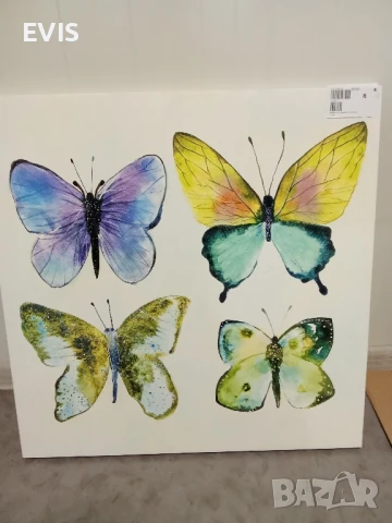 Картина с пеперуди 60x60 см върху дървена рамка